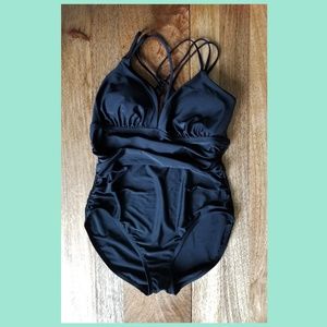 MERONA Black Ruched One Piece Swim Suit